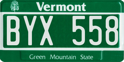 VT license plate BYX558