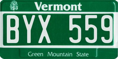VT license plate BYX559