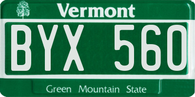 VT license plate BYX560
