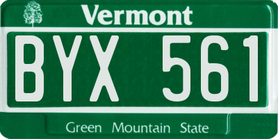 VT license plate BYX561