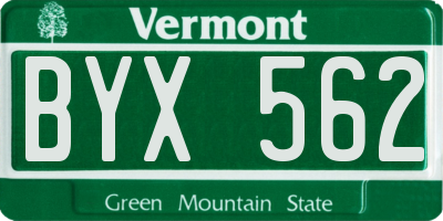 VT license plate BYX562