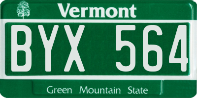 VT license plate BYX564