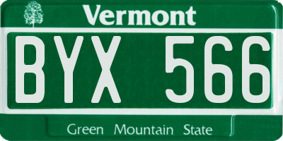 VT license plate BYX566