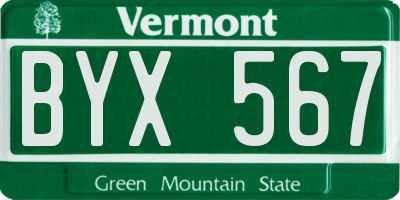 VT license plate BYX567