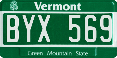 VT license plate BYX569