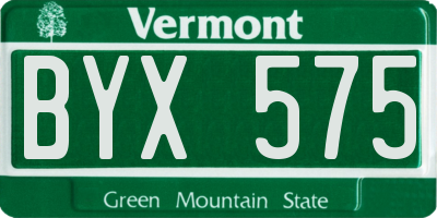 VT license plate BYX575