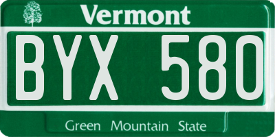 VT license plate BYX580