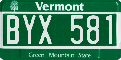 VT license plate BYX581