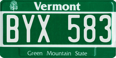VT license plate BYX583