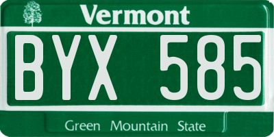 VT license plate BYX585