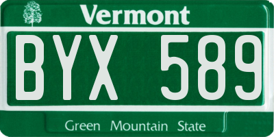 VT license plate BYX589