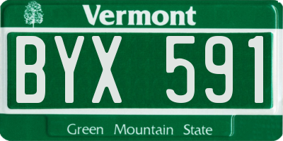 VT license plate BYX591