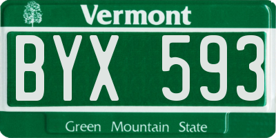 VT license plate BYX593