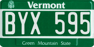 VT license plate BYX595