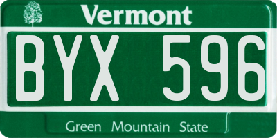 VT license plate BYX596