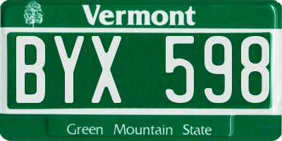 VT license plate BYX598