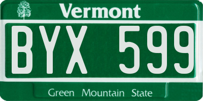 VT license plate BYX599