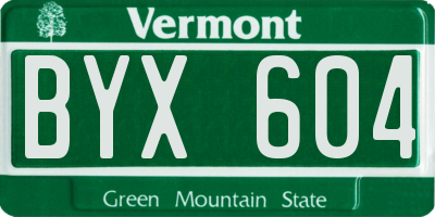 VT license plate BYX604