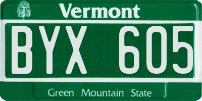 VT license plate BYX605