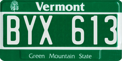 VT license plate BYX613