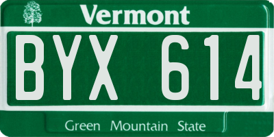 VT license plate BYX614
