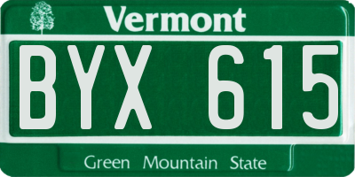 VT license plate BYX615