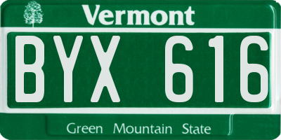 VT license plate BYX616