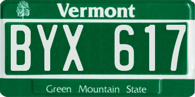 VT license plate BYX617