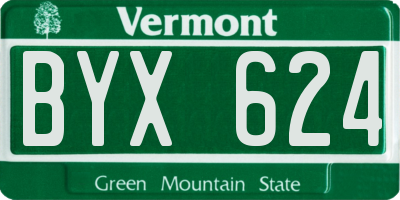 VT license plate BYX624