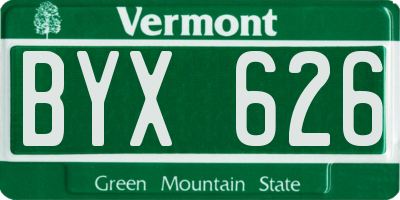 VT license plate BYX626