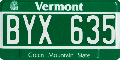 VT license plate BYX635