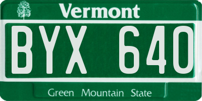 VT license plate BYX640