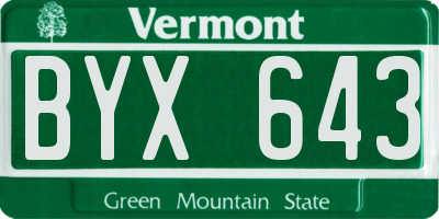 VT license plate BYX643