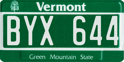 VT license plate BYX644