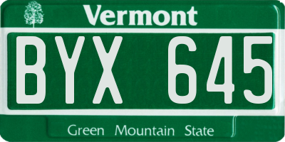 VT license plate BYX645