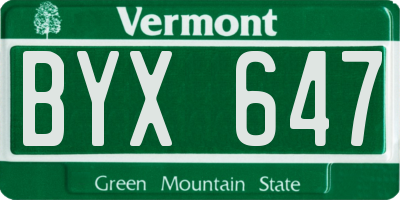 VT license plate BYX647