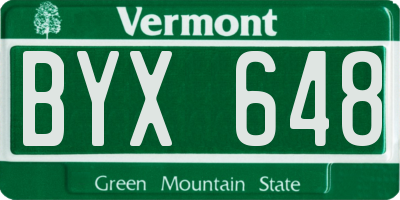 VT license plate BYX648