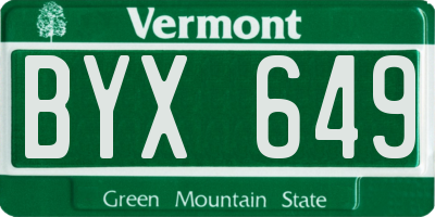 VT license plate BYX649