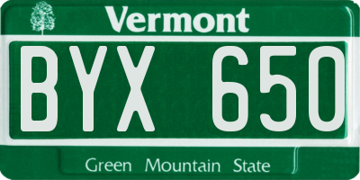 VT license plate BYX650