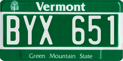 VT license plate BYX651