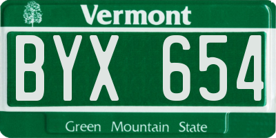 VT license plate BYX654