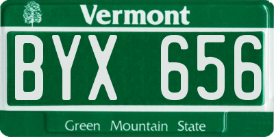 VT license plate BYX656