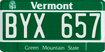 VT license plate BYX657