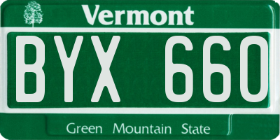 VT license plate BYX660