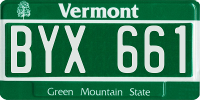 VT license plate BYX661