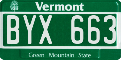 VT license plate BYX663