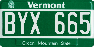 VT license plate BYX665