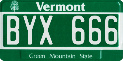 VT license plate BYX666