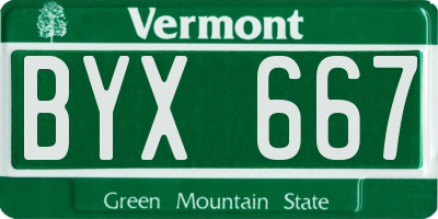 VT license plate BYX667