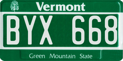 VT license plate BYX668